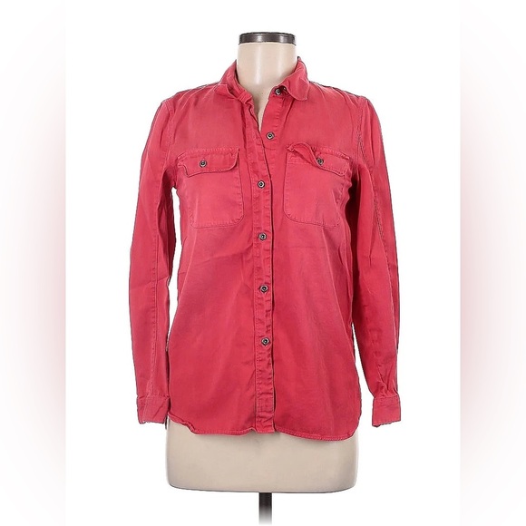 Madewell Tops - Madewell Long Sleeve Button Down Denim Shirt in Vermilion Red NWT